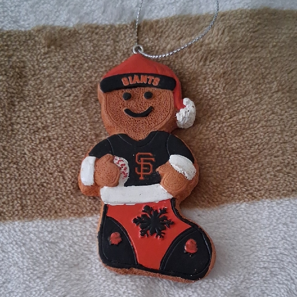 Gingerbread Baseball Ornament with Santa Hat